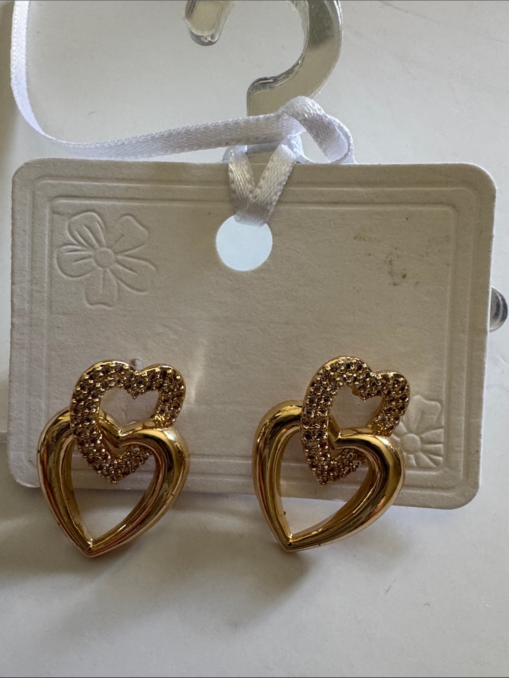 Gold Double Heart Stud Earrings - Women Jewelry